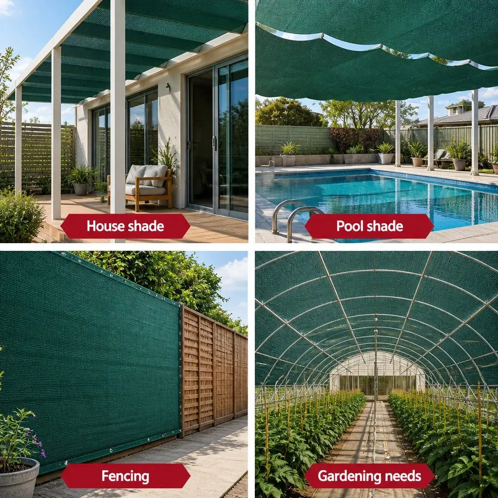 Shade Cloth 3.66m x 20m 30% UV Block Green Heavy Duty for Garden Greenhouse Outdoor Use