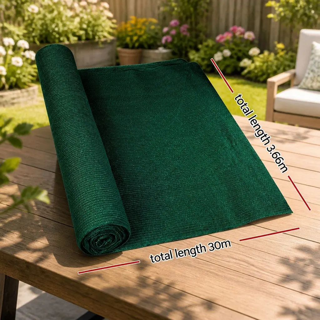 Shade Cloth Roll 3.66m x 30m UV-Stabilised Green Heavy Duty Garden Sunshade 70% Shade Block Tear Resistant Suitable for Home Agricultural Use