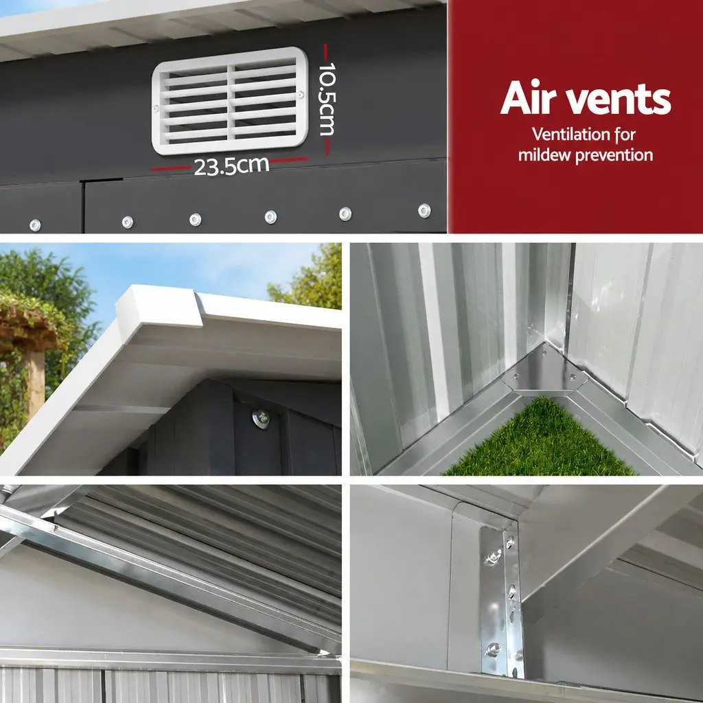 Garden Shed 1.62M x 1M Outdoor Storage Tool House Shelter Grey Sloped Roof Double Hinge Doors