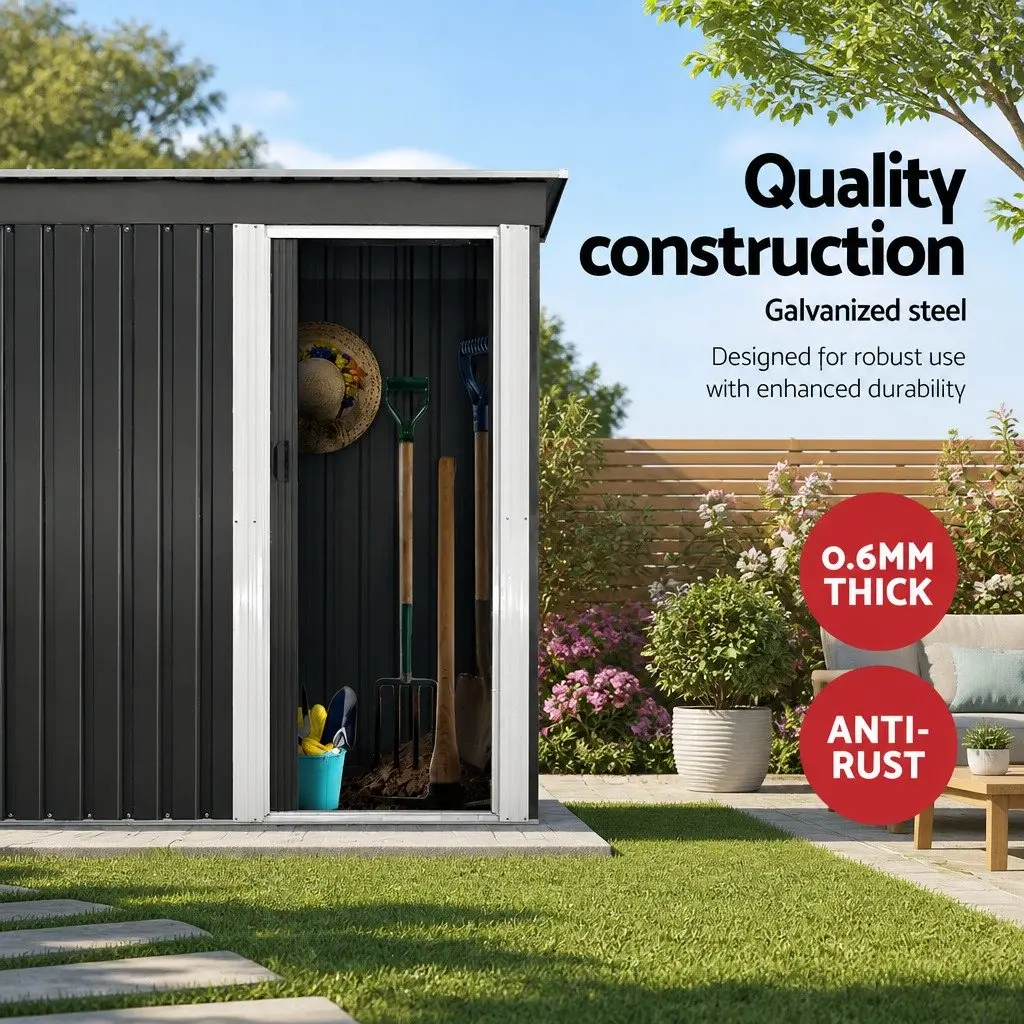 Garden Shed 1.62x0.86M Outdoor Storage Tool Workshop Shelter Sliding Door Grey