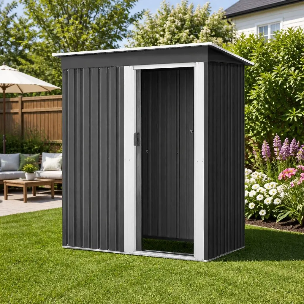 Garden Shed 1.62x0.86M Outdoor Storage Tool Workshop Shelter Sliding Door Grey