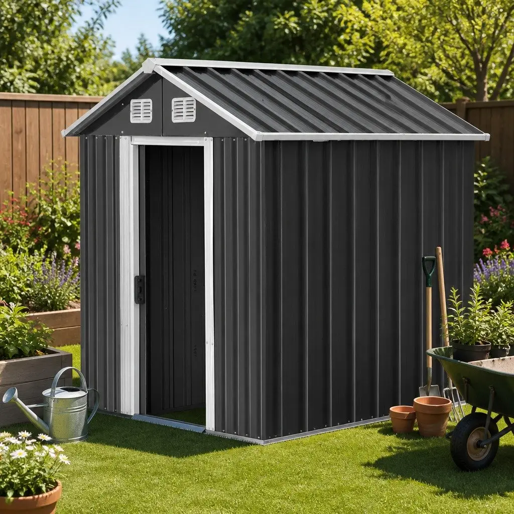 Metal Garden Shed 2.6x3.9M Weatherproof Storage with Double Sliding Doors and Ventilation