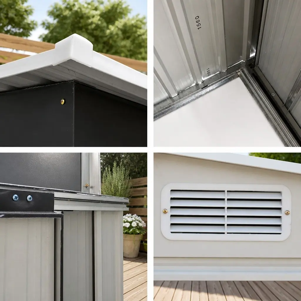 Metal Garden Shed 2.58 x 2.07M Outdoor Storage Workshop Sliding Door Grey