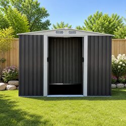 Black Metal Tool Shed for Outdoor Organization 2.58x2.07M
