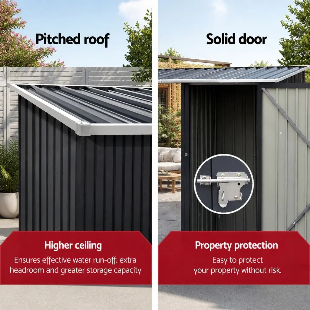 Garden Shed 249x104cm Steel Anthracite 2-in-1 Tool and Wood Storage