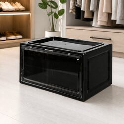 Acrylic Drop Front Shoe Storage Box Stackable Sneaker Display Organiser Clear
