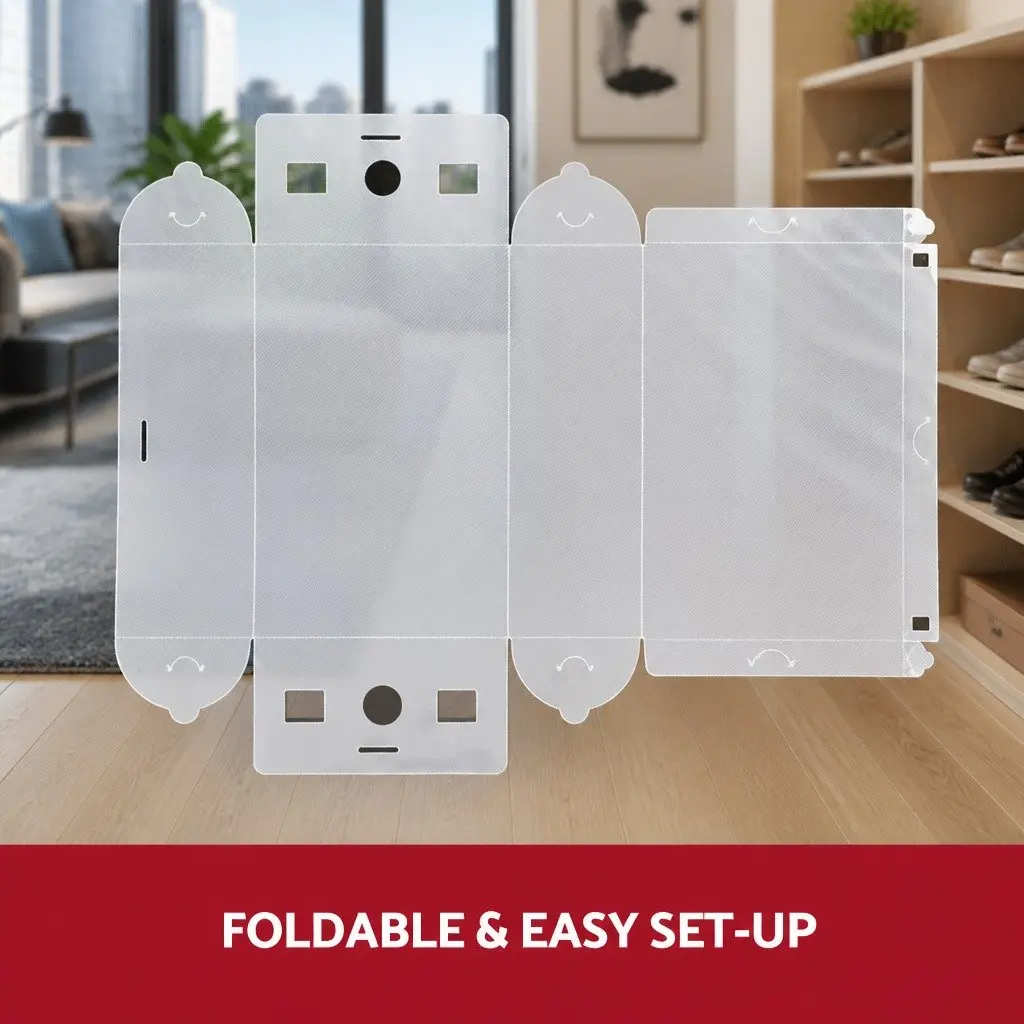 Shoe Box Storage Case Clear Foldable Stackable Portable Organizer 20 Piece