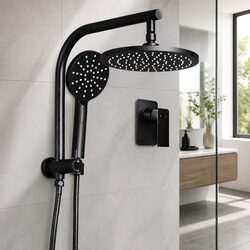 Stylish Matte Black Shower Mixer Tap with Rainfall Head