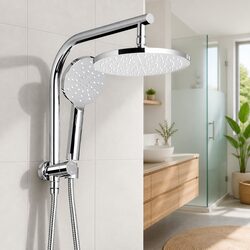 9" Round Rainfall Shower Head Set with Handheld Spray Chrome Bathroom Fixtures