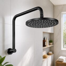 Rain Shower Head 9 Inch Overhead High Pressure Swivel Black Bathroom Fixed