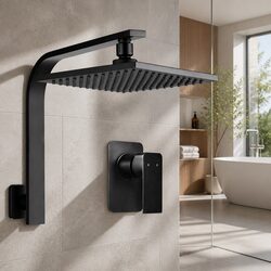 Stylish 8 Inch Rain Shower Head with Mixer Tap in Matte Black