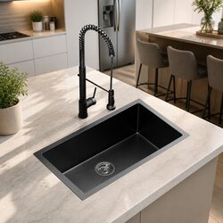 Stylish Black Single Bowl Kitchen Sink with Mixer Tap