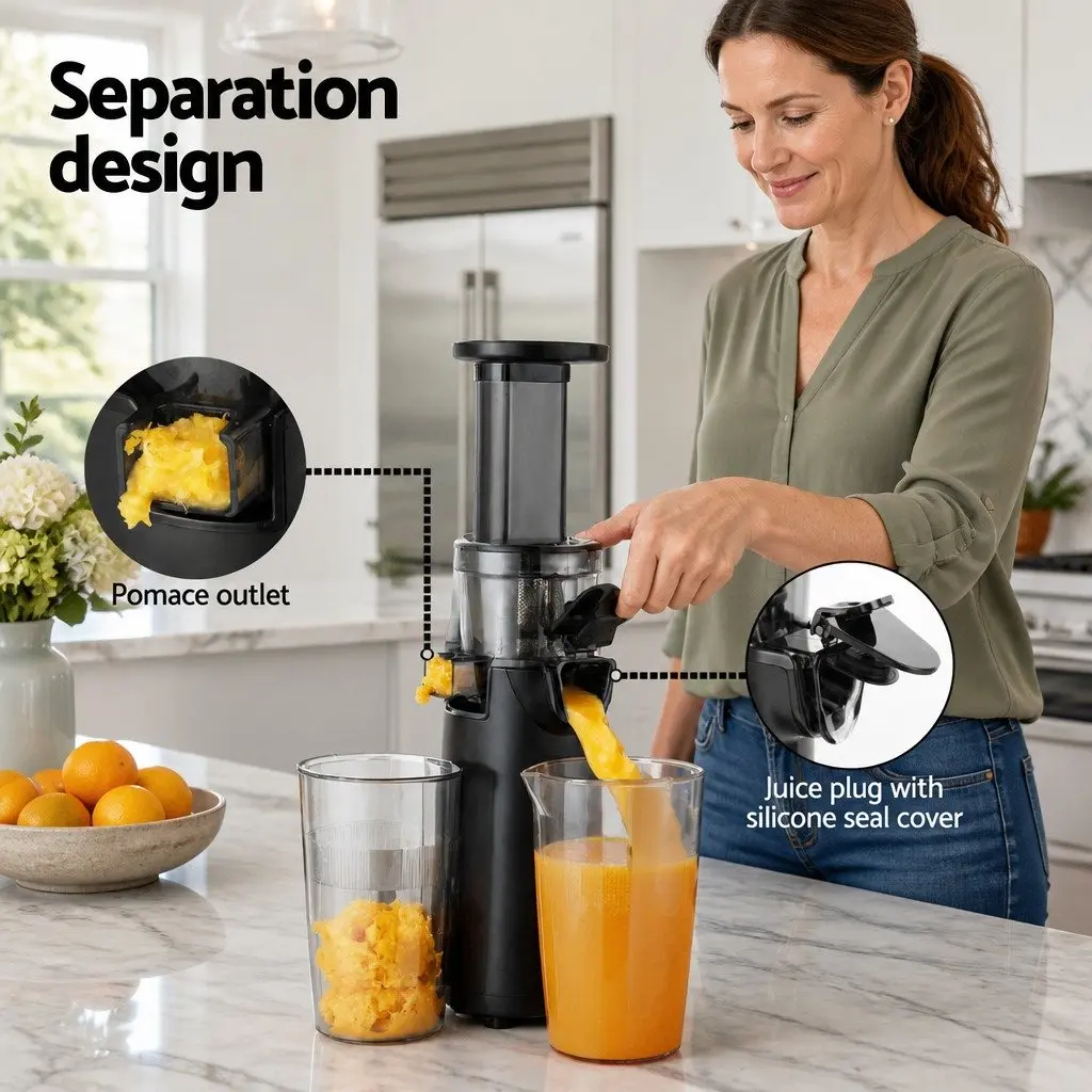 Cold Press Slow Juicer 130W Low-Speed Masticating Auger Juice Extractor Black