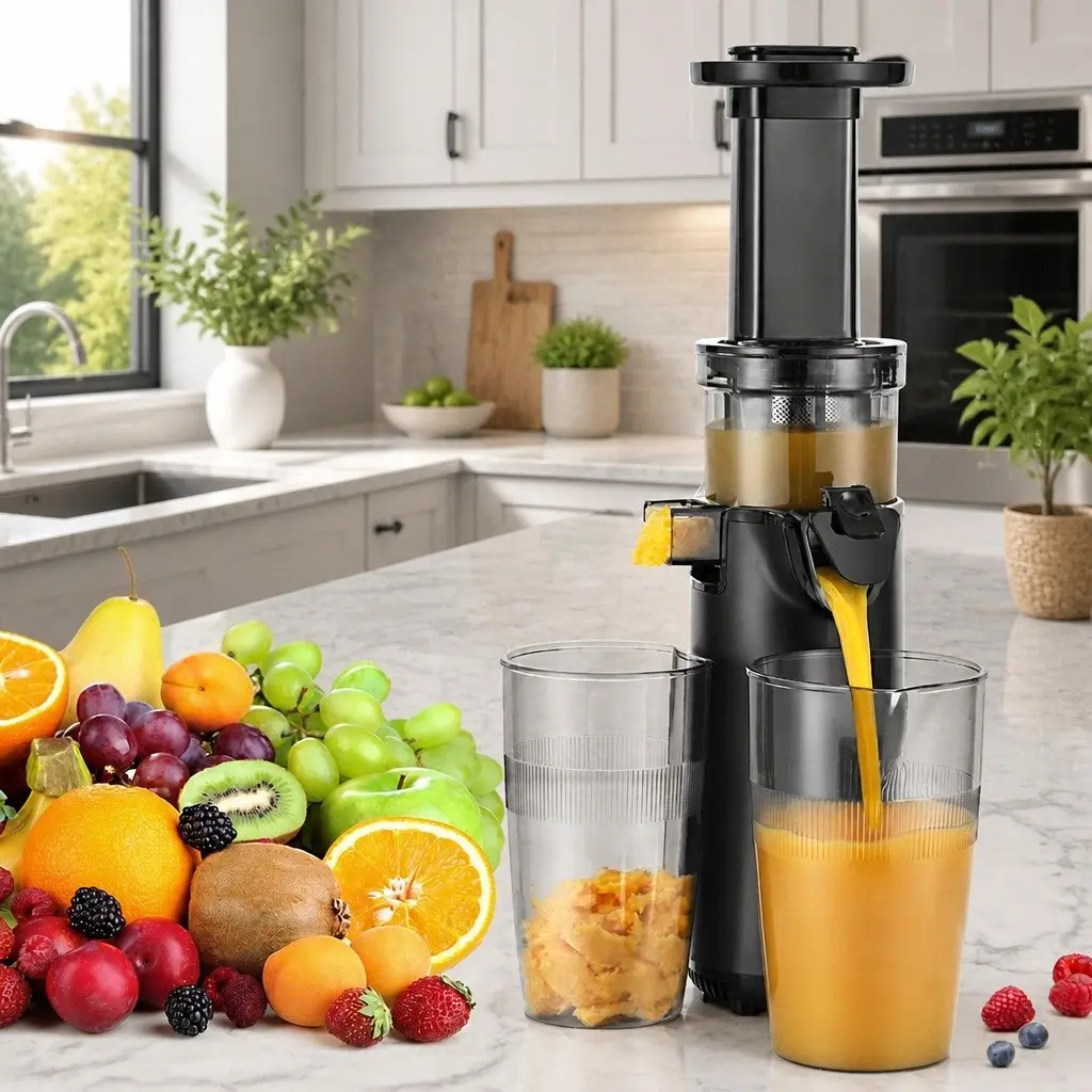 Cold Press Slow Juicer 130W Low-Speed Masticating Auger Juice Extractor Black