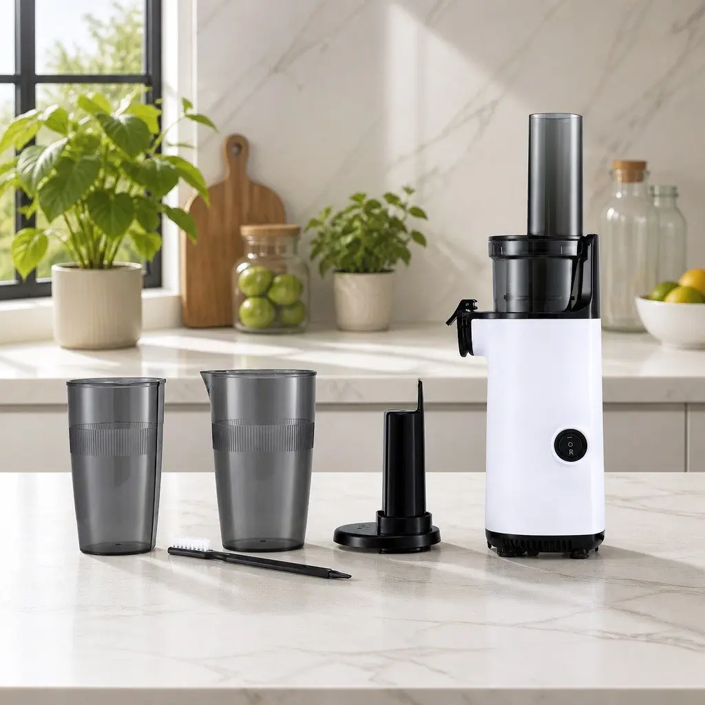 Cold Press Slow Juicer 130W White Low-Speed Masticating Technology for Effective Juice and Pulp Separation