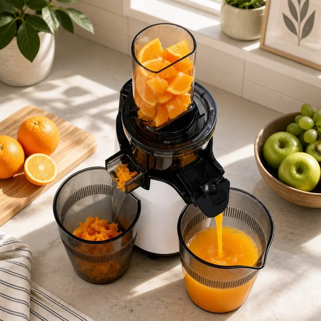 Cold Press Slow Juicer 130W White Low-Speed Masticating Technology for Effective Juice and Pulp Separation