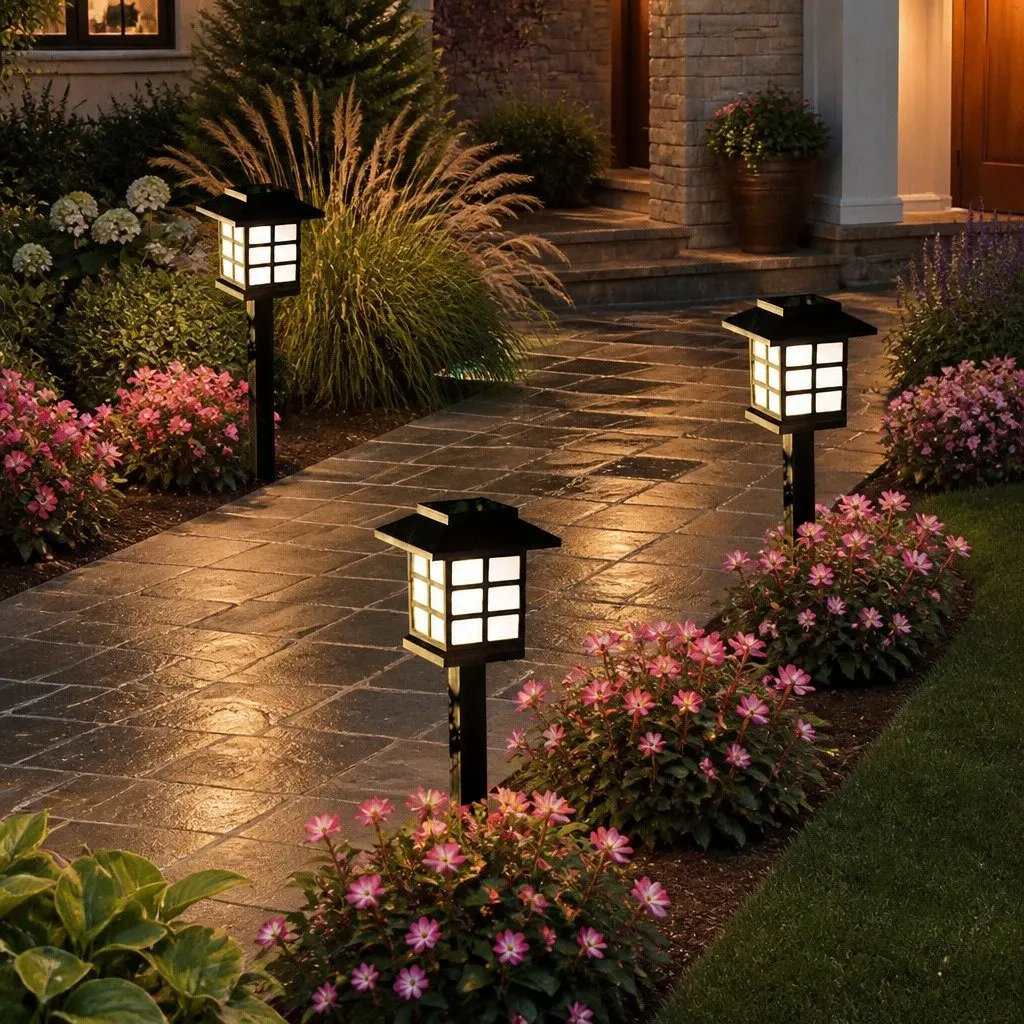 Solar Powered Garden Lights 6 Pack LED Landscape Outdoor Pathway Lighting