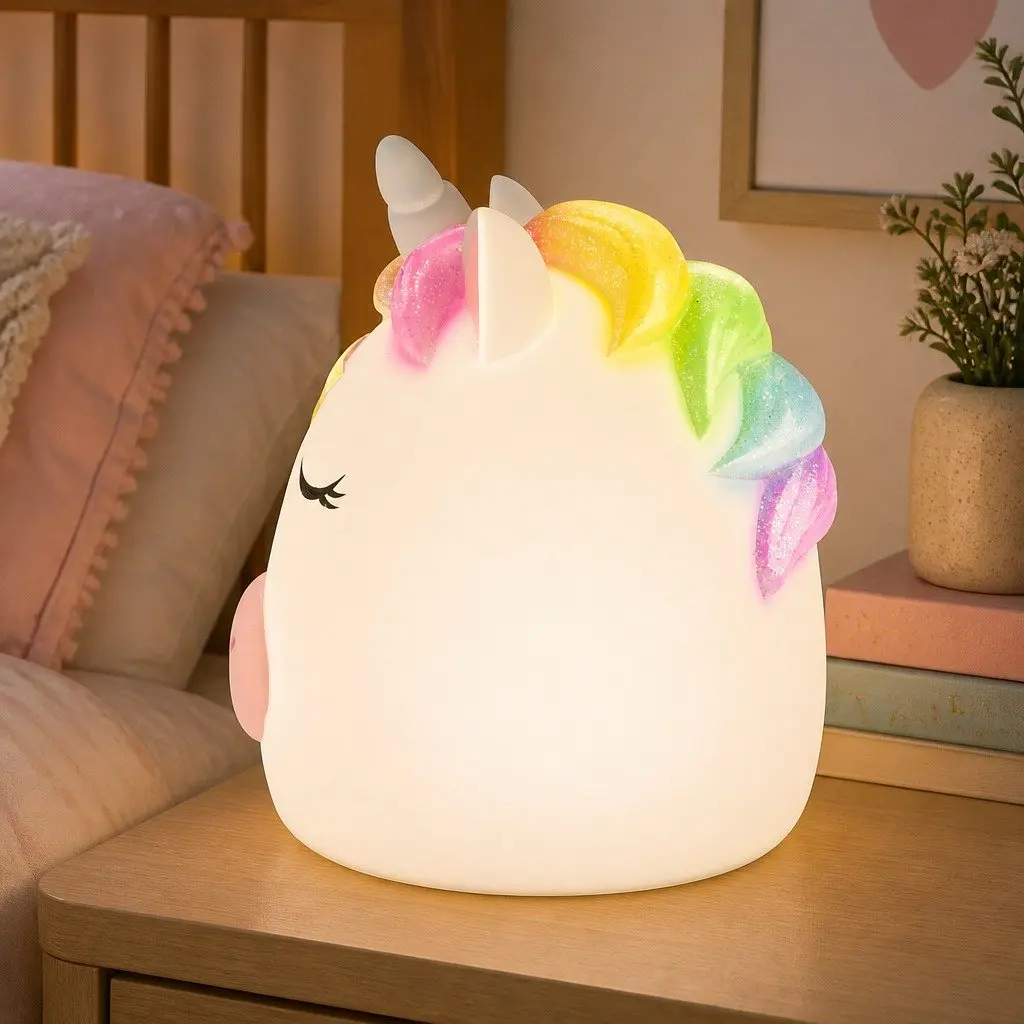 Unicorn Table Lamp Kids Bedroom Soft Warm LED Night Light