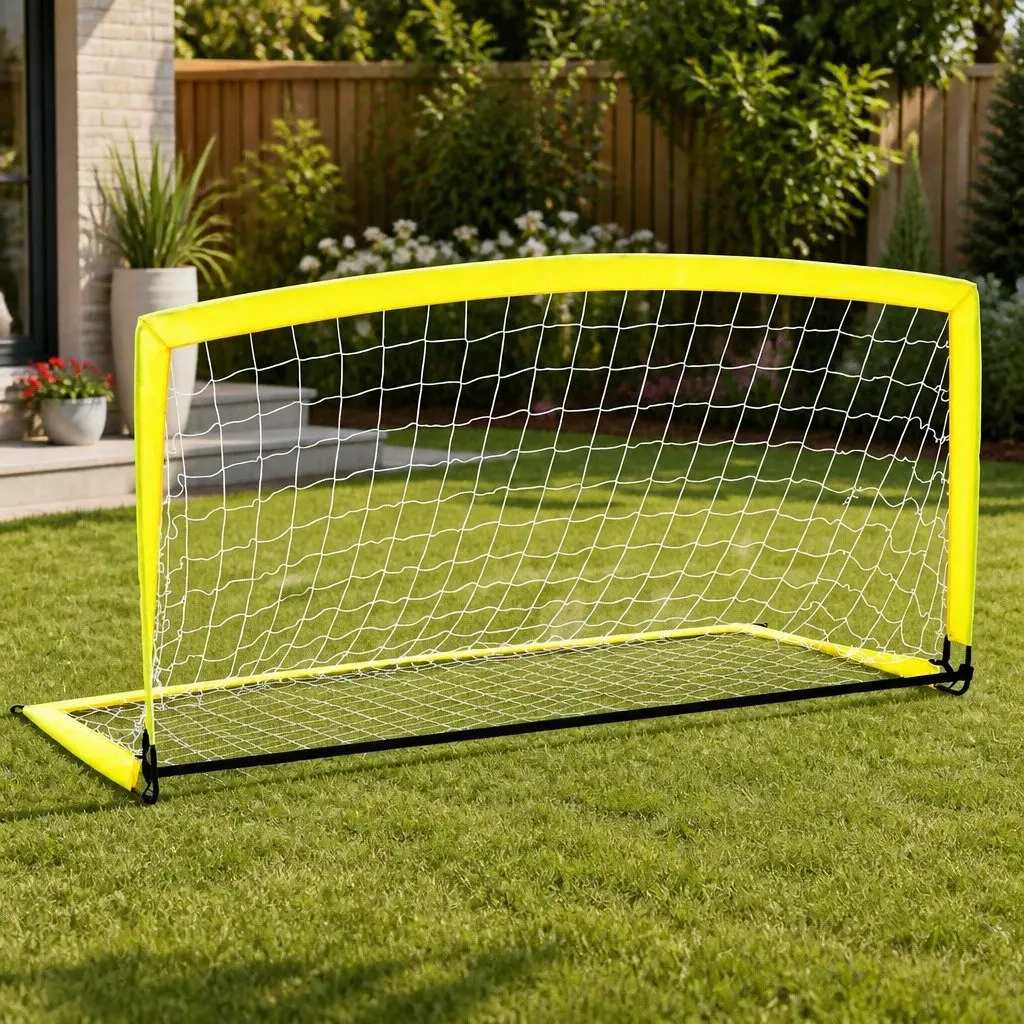 Portable Soccer Goal Net 2m Football Training Rebounder Yellow Lightweight