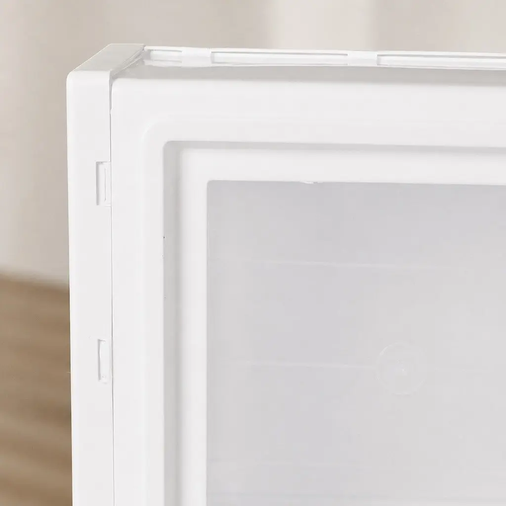 Small Plastic Storage Drawers 4 Piece Stackable Containers with Transparent Walls and Integrated Handles