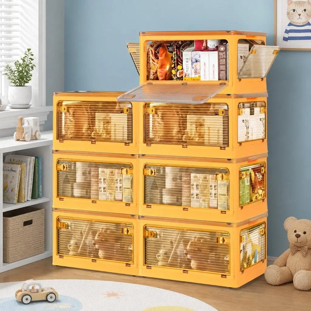 Stackable Storage Organiser Box Container with Lid Plastic Foldable Large Medium