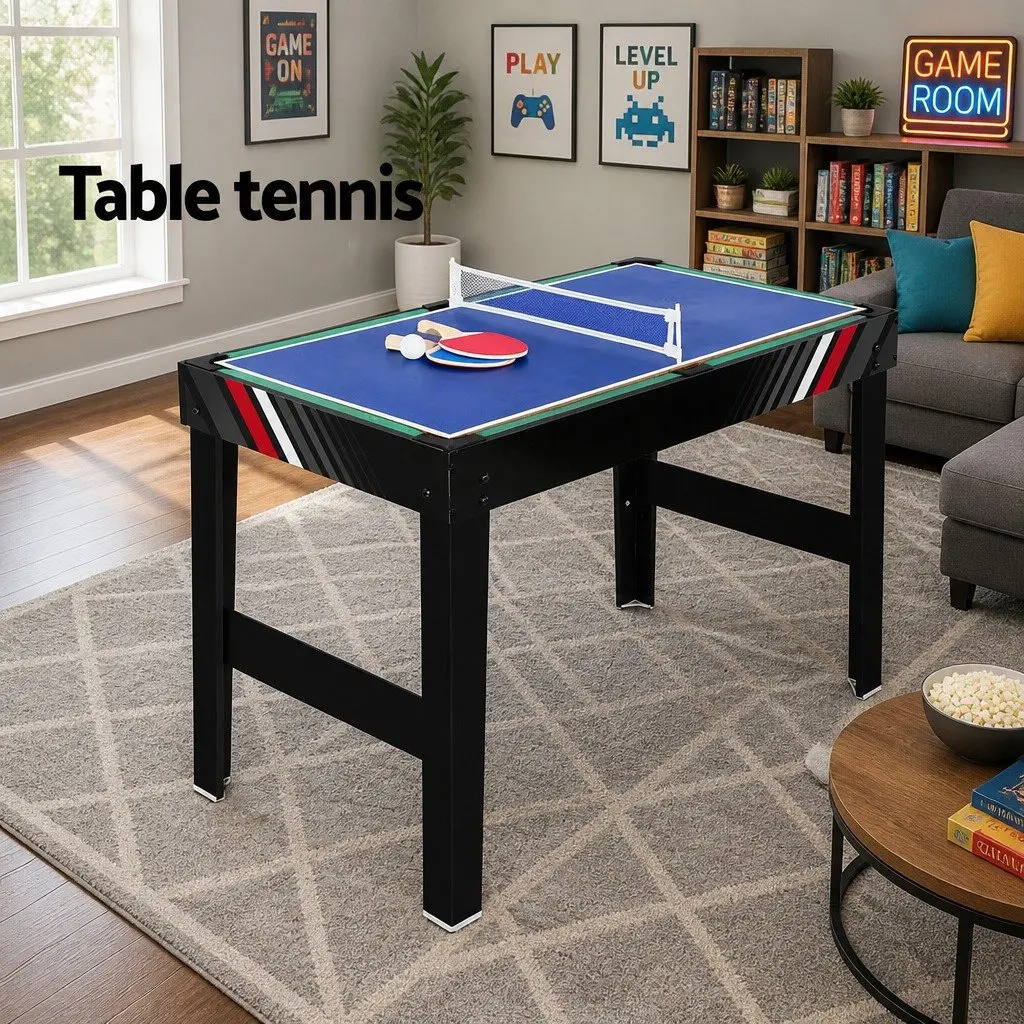 4-in-1 Games Table Compact Multi Game Soccer Pool Tennis Air Hockey