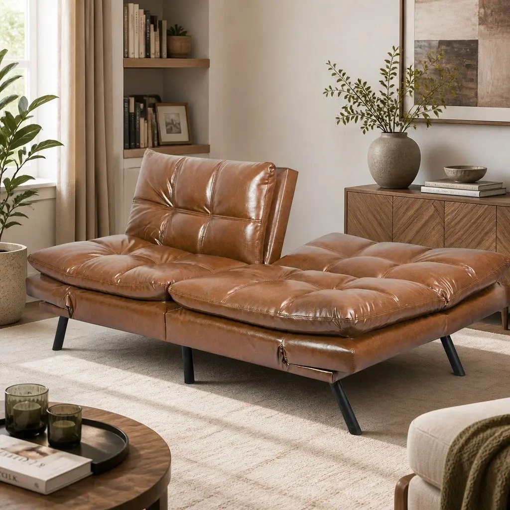 Sofa Bed 3-Seater Convertible Futon Lounge Sleeper with Adjustable Backrest and Armrest