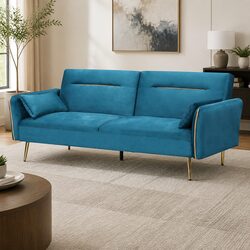 3-Seater Convertible Sofa Bed Futon Sleeper Couch Adjustable Backrest Lounger