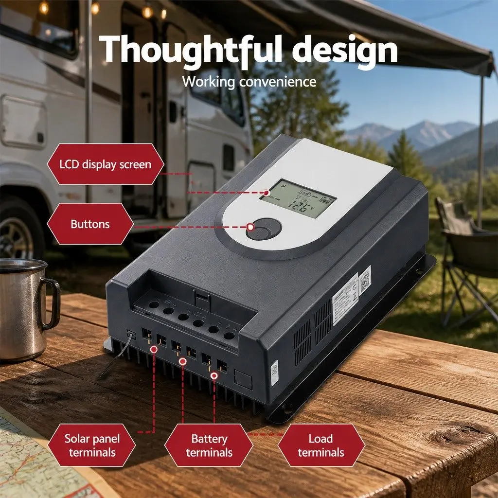 50A MPPT Solar Charge Controller Bluetooth Auto Battery Regulator 12V 24V Multi-Stage Charging