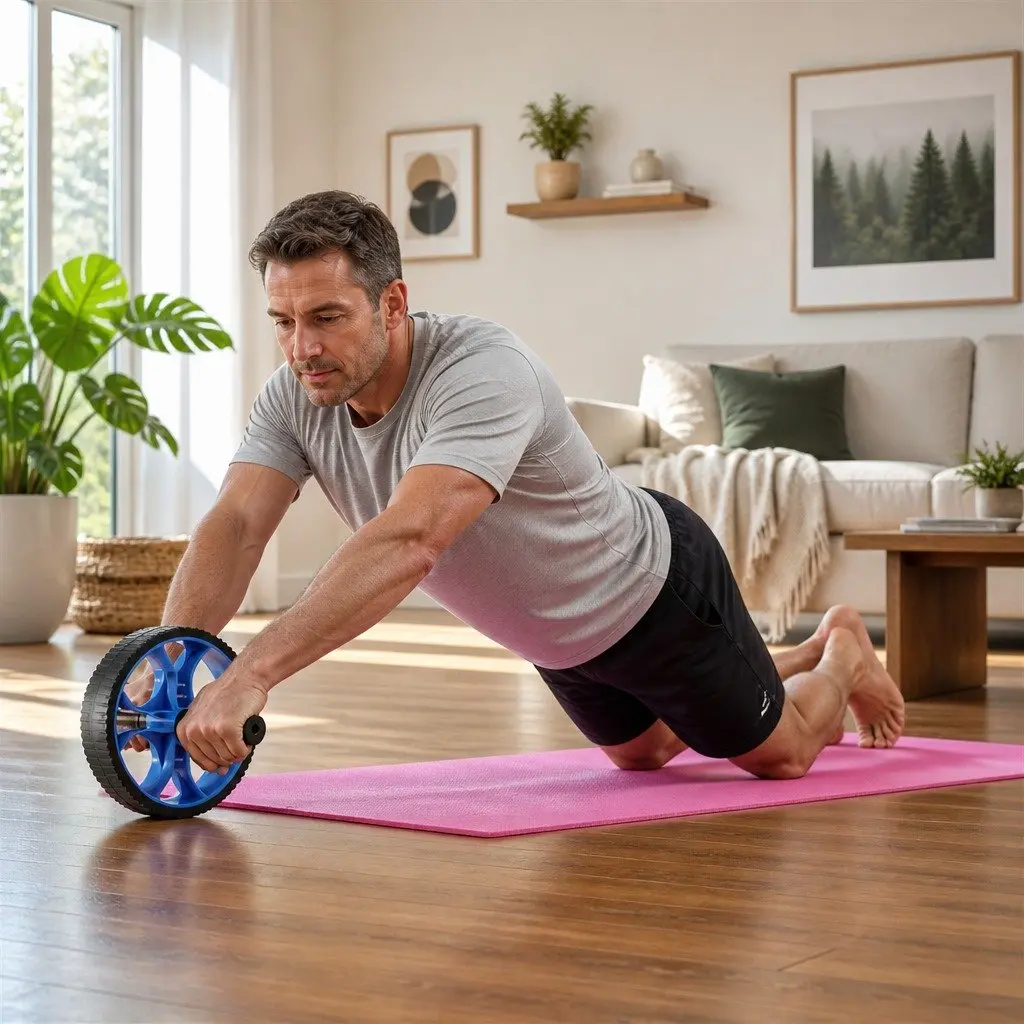 5-in-1 Exercise Roller Wheel Set Ab Wheel Hula Hoop Push-Up Bars Hand Grippers