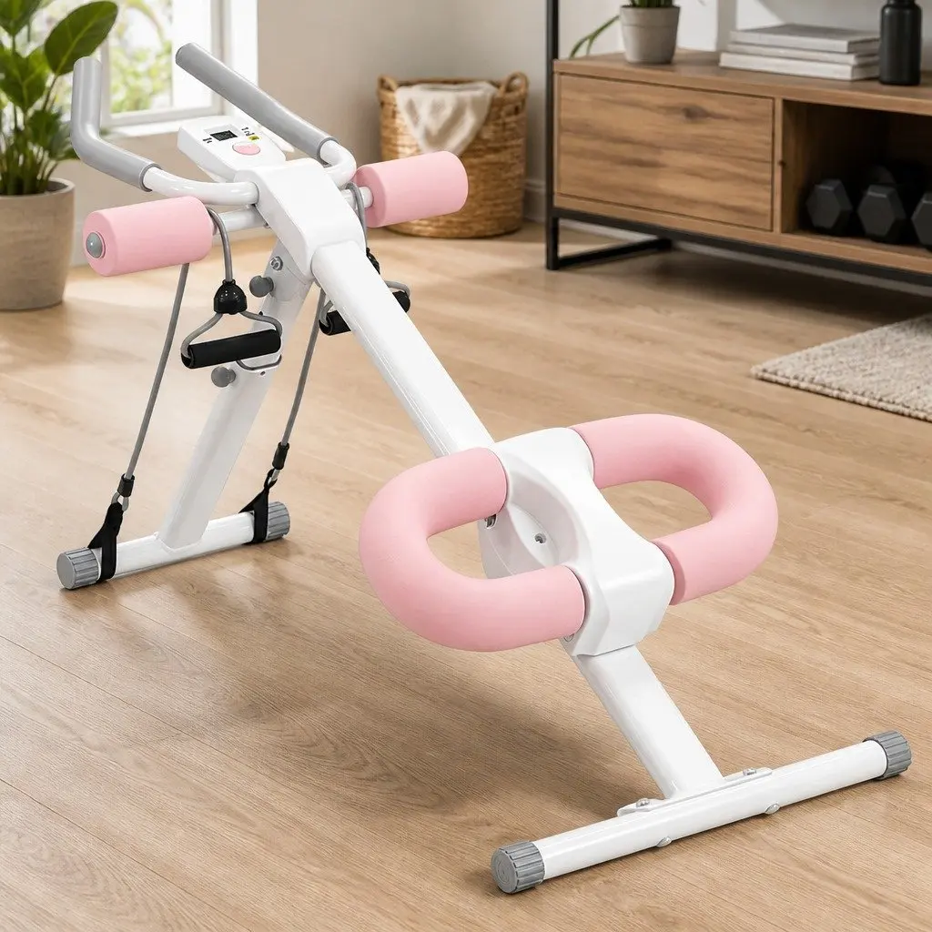 Ab Machine Adjustable Foldable Core Trainer with 2 Incline Settings and 5 Height Adjustments for Home Gym Workouts