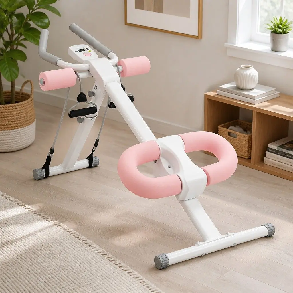 Ab Machine Adjustable Foldable Core Trainer with 2 Incline Settings and 5 Height Adjustments for Home Gym Workouts