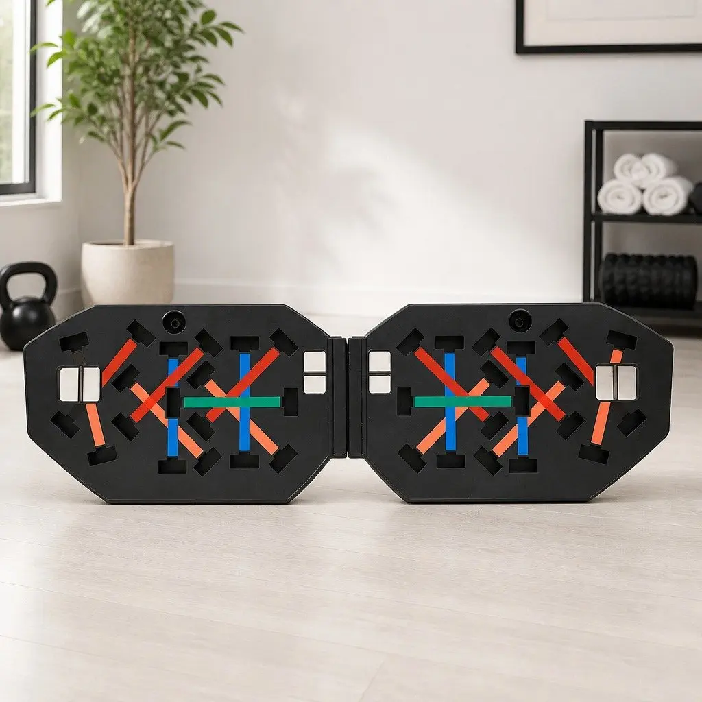 Push Up Board Multi-Grip Home Gym Fitness Set with Detachable Barbell Resistance Bands and Core Training Tools