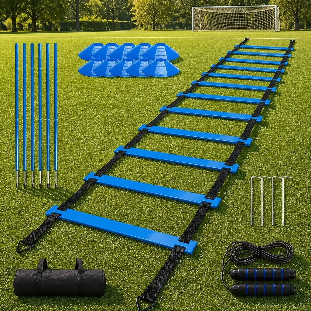 Agility Training Set 6m Ladder 6 Poles 10 Cones 2.8m Jump Rope Speed Coordination