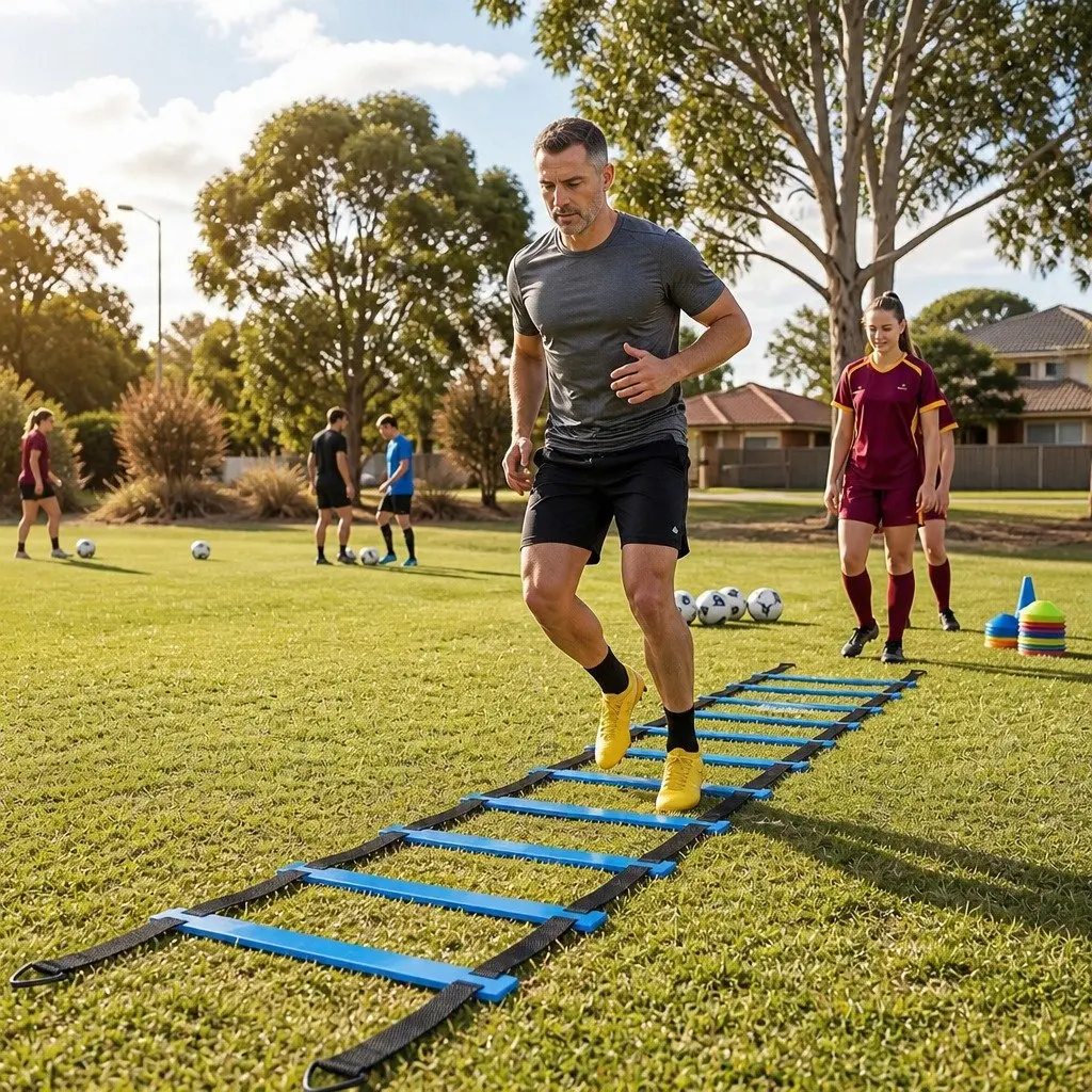 Agility Training Set 6m Ladder 6 Poles 10 Cones 2.8m Jump Rope Speed Coordination