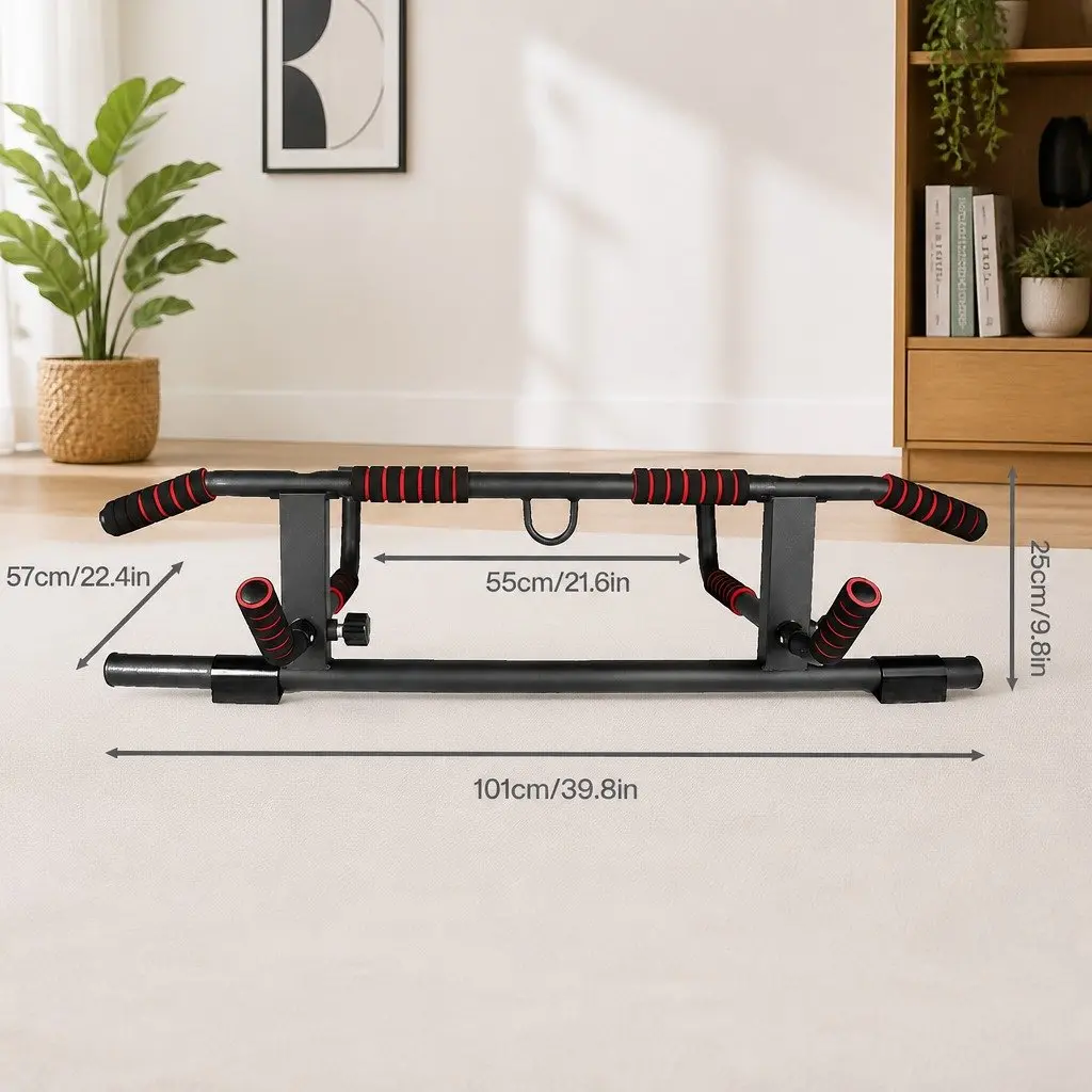Pull Up Bar Doorway Multi Grip Ergonomic Soft Foam Grips Portable Home Gym Fitness