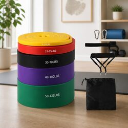 Resistance Bands Set of 5 Heavy Duty Levels Workout Training Yoga Stretch