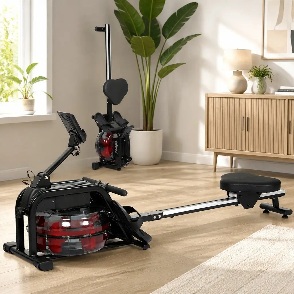 Water Rowing Machine 11L Water Tank Adjustable Resistance Bluetooth Connectivity LED Display