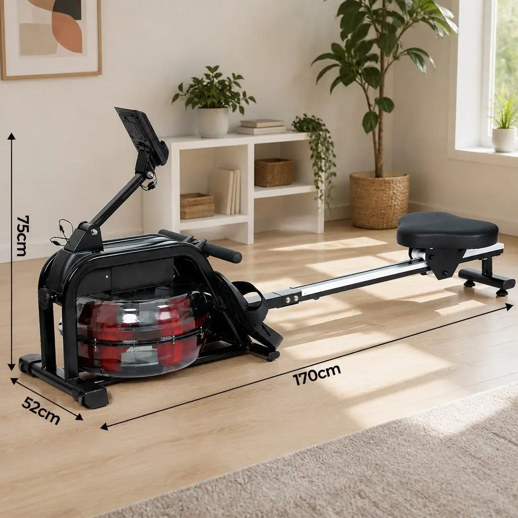 Water Rowing Machine 11L Water Tank Adjustable Resistance Bluetooth Connectivity LED Display