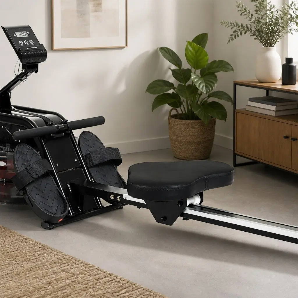 Water Rowing Machine 11L Water Tank Adjustable Resistance Bluetooth Connectivity LED Display