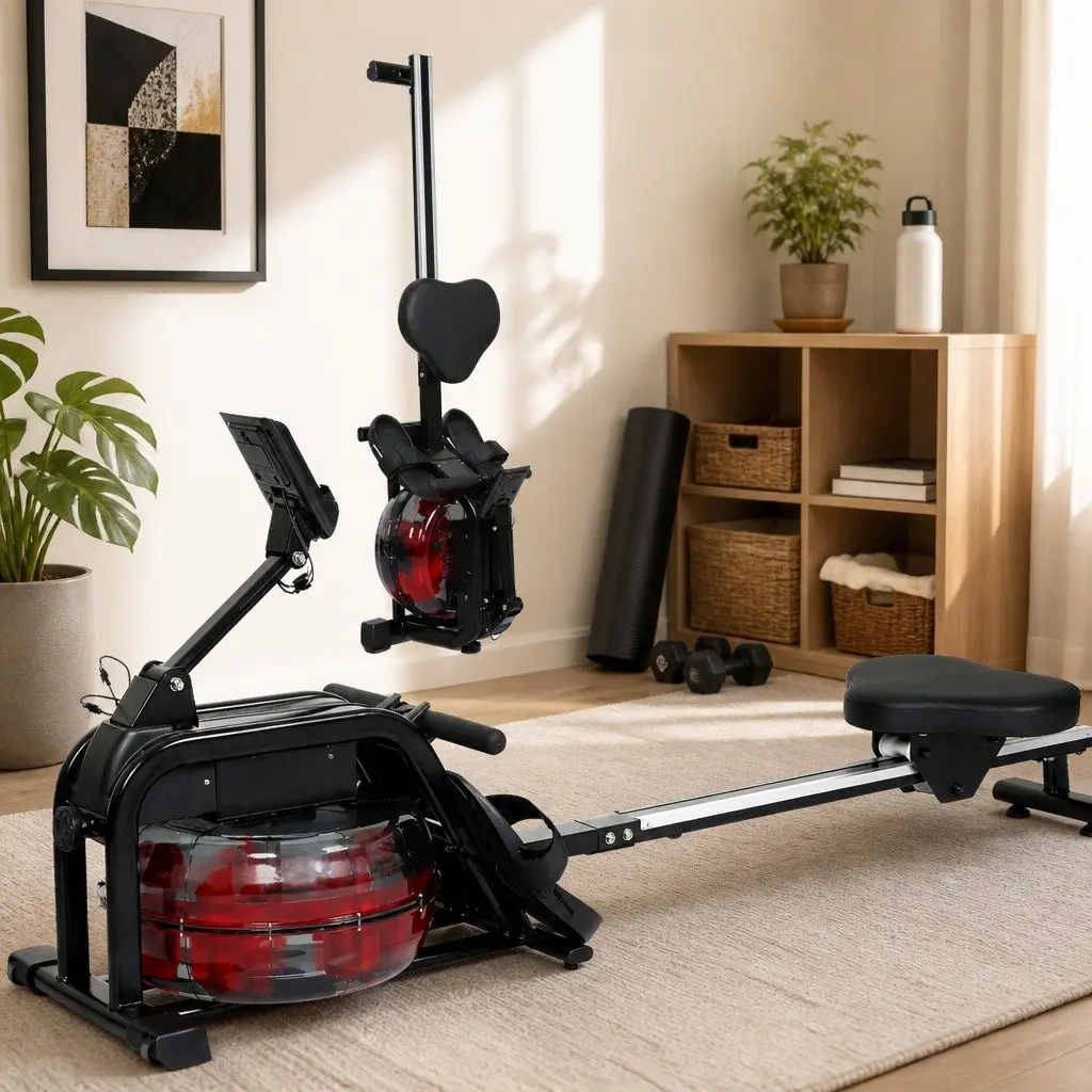 Water Rowing Machine 11L Water Tank Adjustable Resistance Bluetooth Connectivity LED Display