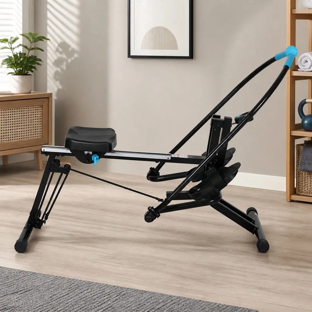2-in-1 Rowing Machine Leg Press Home Gym Strength Training Full Body Workout