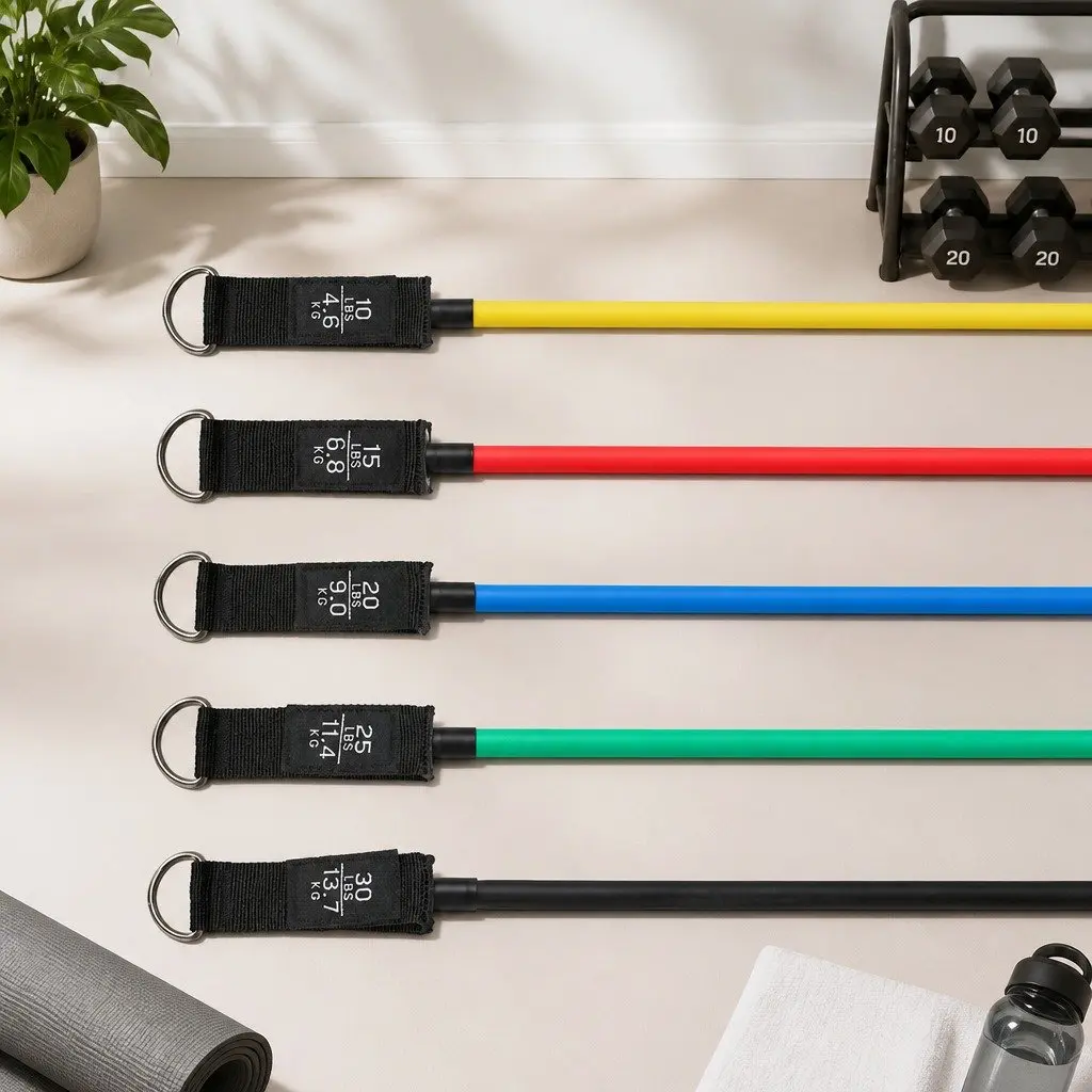 Resistance Bands Set 11 Piece Comprehensive Kit with Jump Rope Door Anchor Handles for Home Workouts