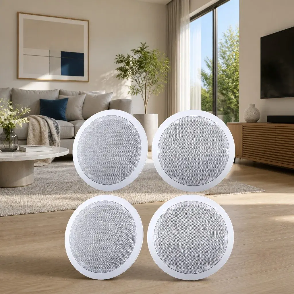 6 Inch Ceiling Speakers White Easy Installation 4pcs