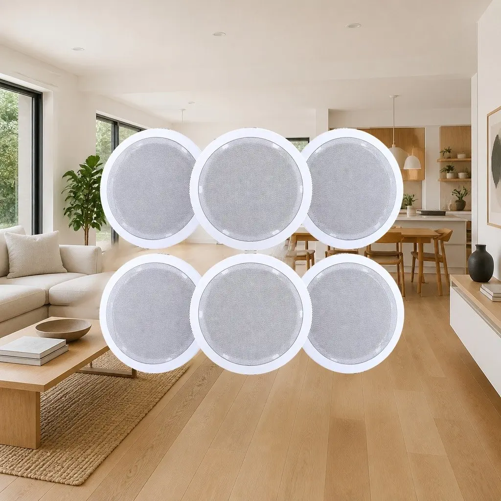 6 Inch Ceiling Speaker In Wall Home Audio Stereo Tweeter White 6 Pack Set