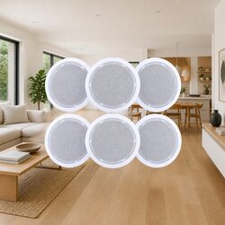 6 Inch Ceiling Speaker In Wall Home Audio Stereo Tweeter White 6 Pack Set
