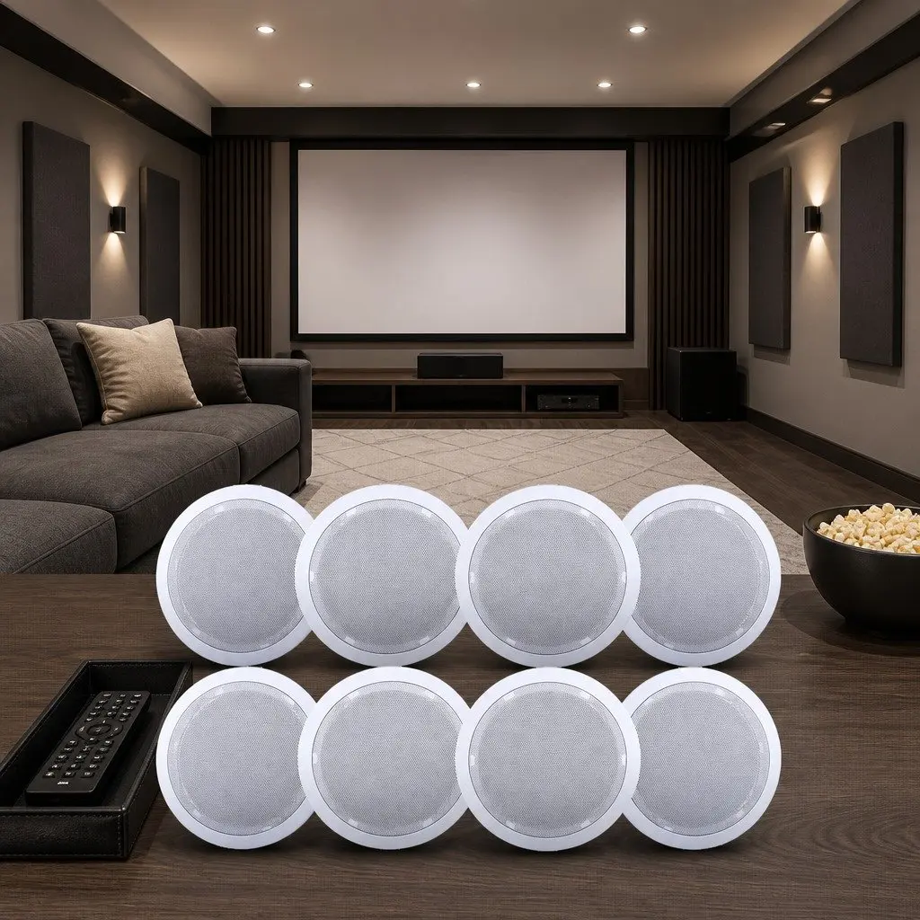 8 Piece 6 Inch White Ceiling Speaker In Wall Audio System Professional Stereo Tweeter