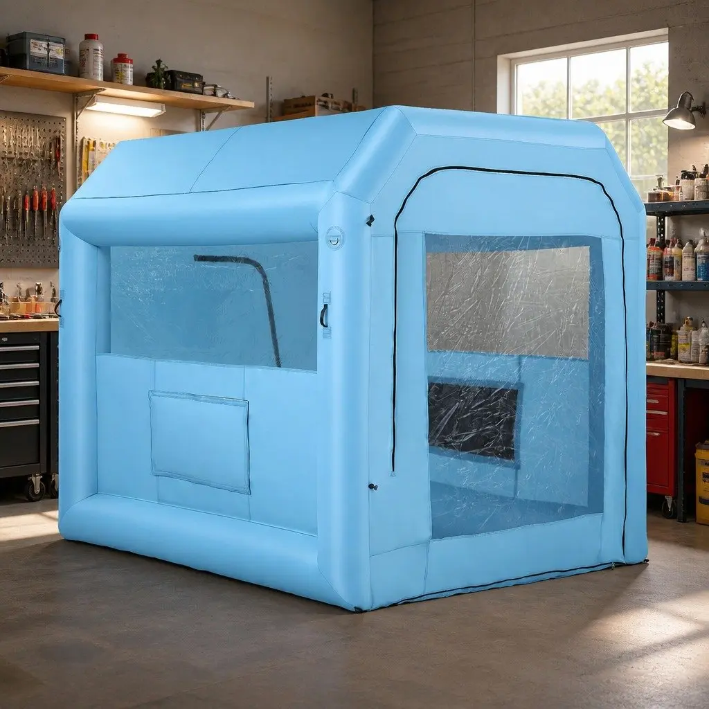 Inflatable Paint Booth 2.5x2.5x3M 3-Layer Air Filtration System with 550W Blower