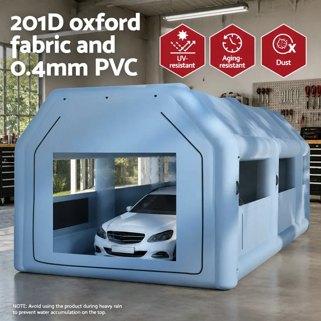 Inflatable Spray Paint Booth 8.5x4.6m Dual Filtration System with 950W Inflation Blower and 370W Ventilation Blower