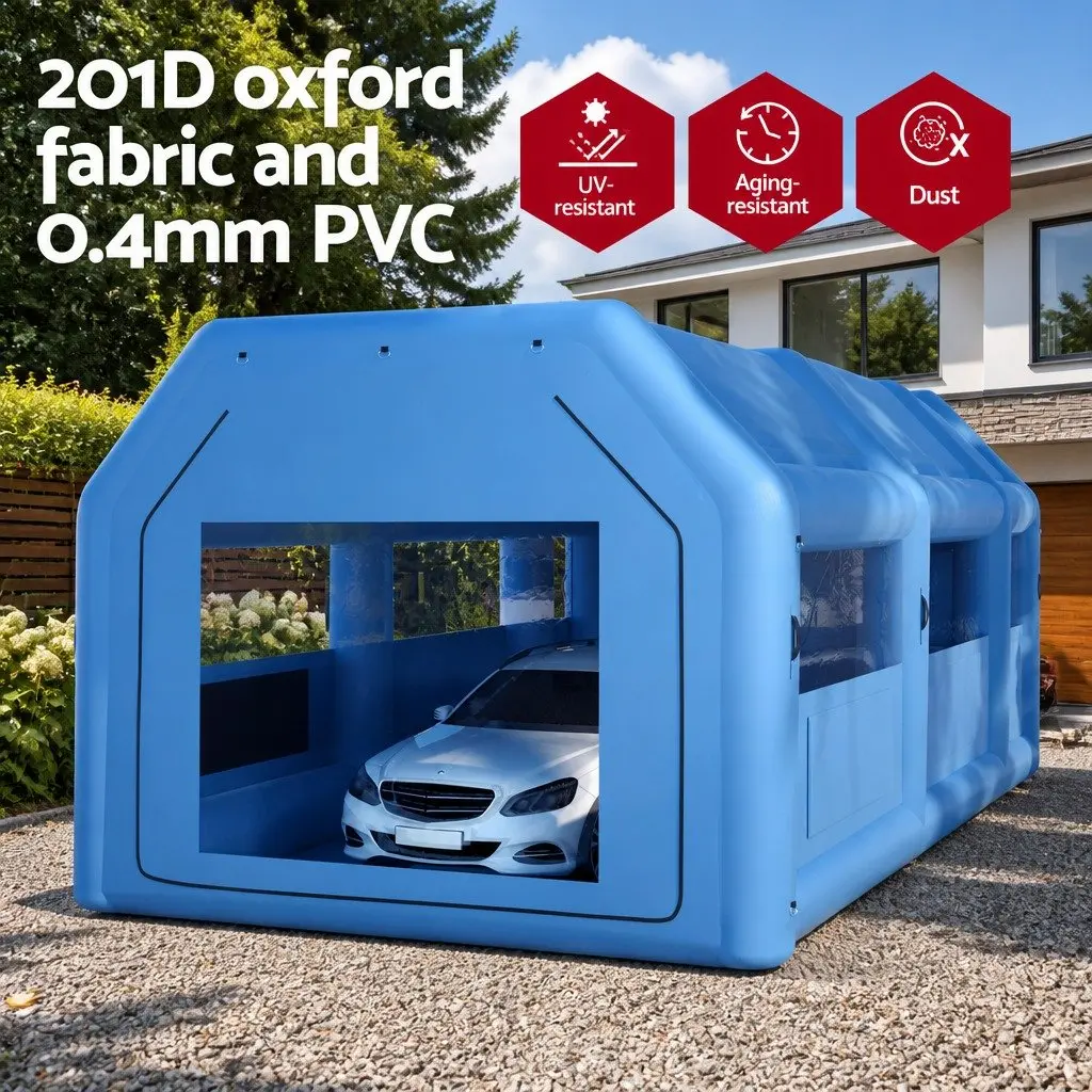 Inflatable Paint Booth 8.5x4.8m Dual Blower System with 3-Layer Filtration for Automotive and Professional Painting Projects
